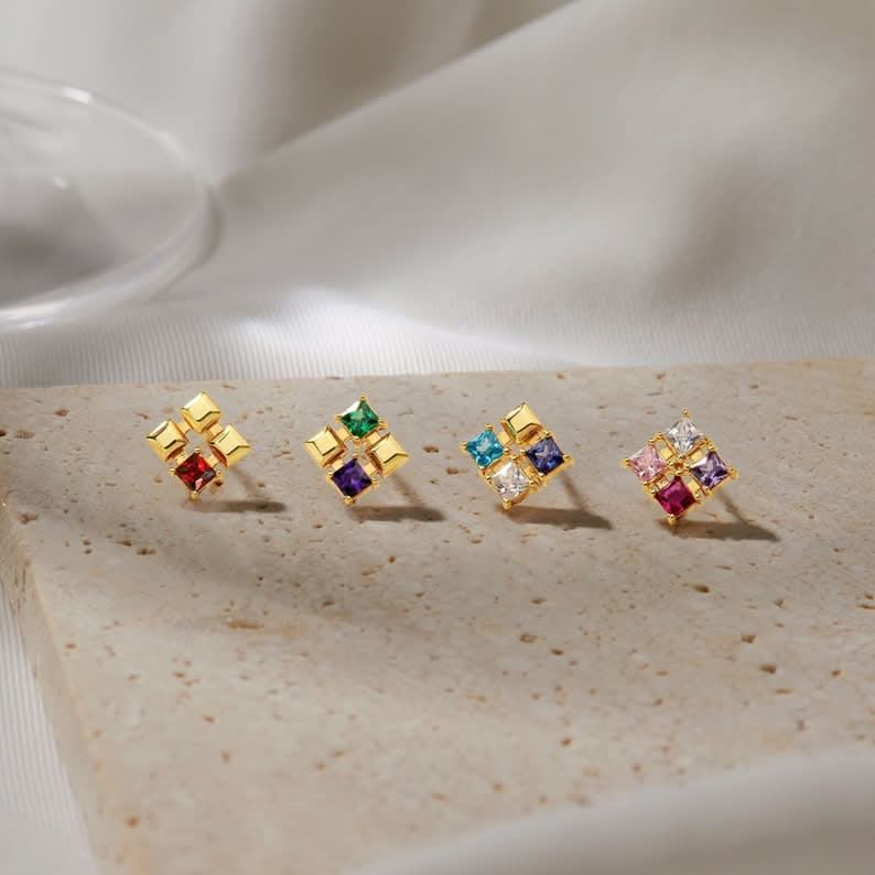 JWH Multiple Birthstone Earrings personalized jewelry